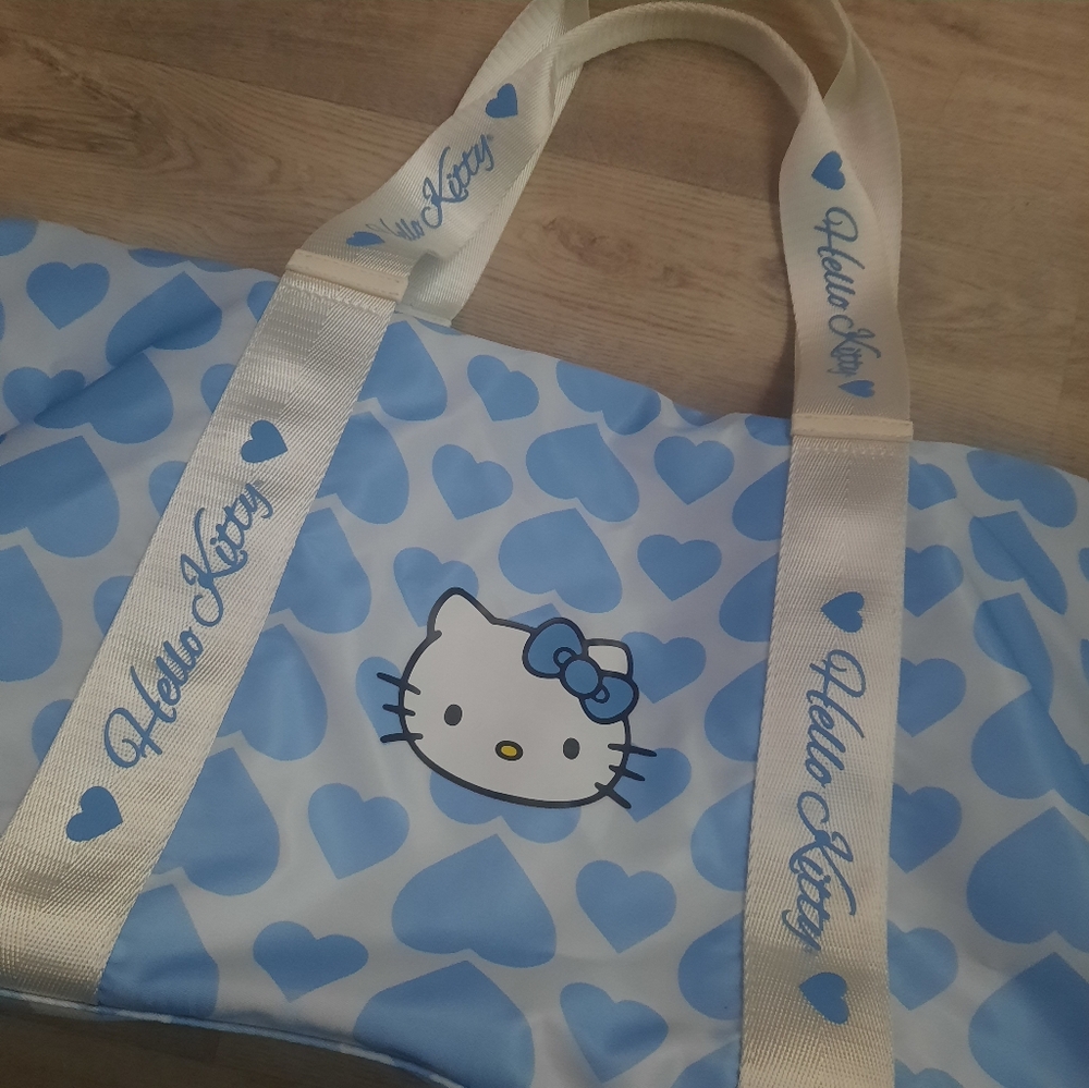 Hello Kitty Blue Heart Pattern Weekender Bag - image 2